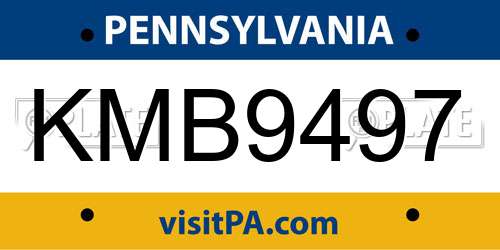 KMB9497 Pennsylvania License Plate