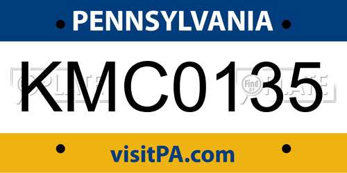 KMC0135 Pennsylvania License Plate