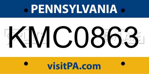 KMC0863 Pennsylvania License Plate