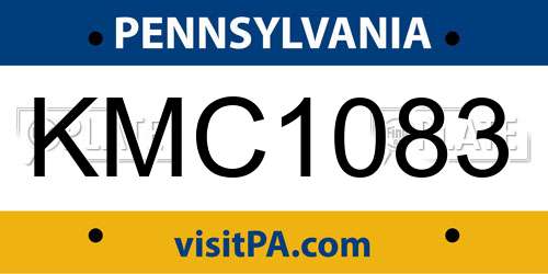 KMC1083 Pennsylvania License Plate
