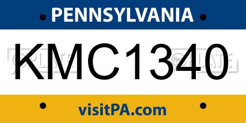 KMC1340 Pennsylvania License Plate