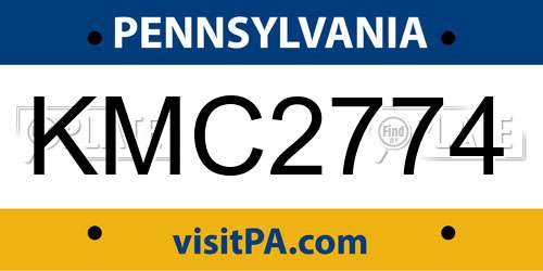 KMC2774 Pennsylvania License Plate