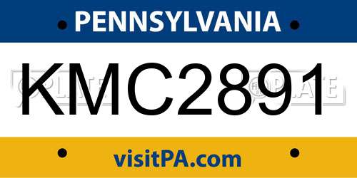 KMC2891 Pennsylvania License Plate