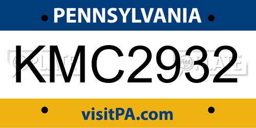KMC2932 Pennsylvania License Plate