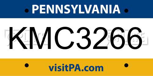 KMC3266 Pennsylvania License Plate