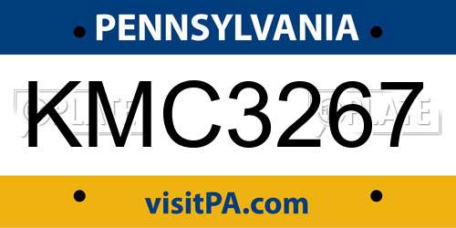 KMC3267 Pennsylvania License Plate