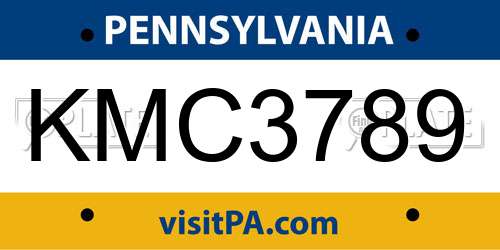 KMC3789 Pennsylvania License Plate
