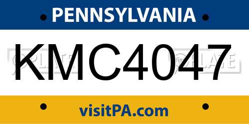 KMC4047 Pennsylvania License Plate