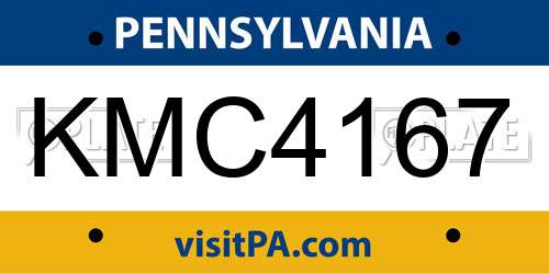 KMC4167 Pennsylvania License Plate