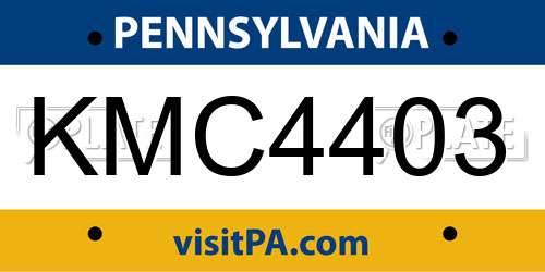 KMC4403 Pennsylvania License Plate
