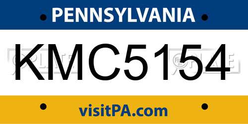 KMC5154 Pennsylvania License Plate