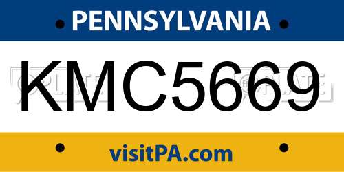 KMC5669 Pennsylvania License Plate
