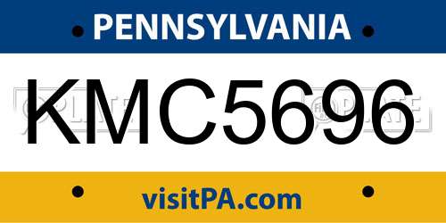 KMC5696 Pennsylvania License Plate