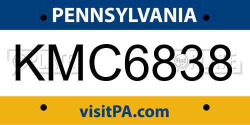 KMC6838 Pennsylvania License Plate