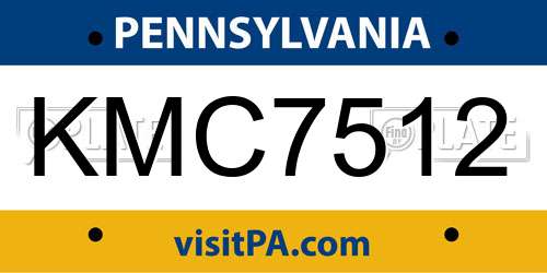 KMC7512 Pennsylvania License Plate
