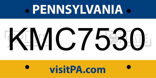 KMC7530 Pennsylvania License Plate