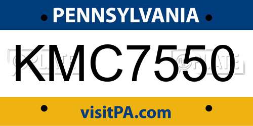 KMC7550 Pennsylvania License Plate