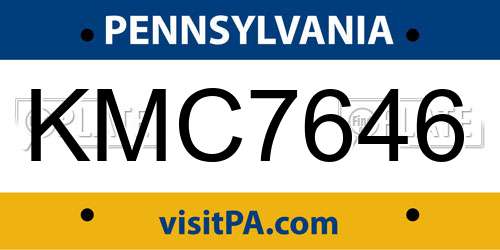 KMC7646 Pennsylvania License Plate
