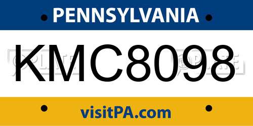 KMC8098 Pennsylvania License Plate