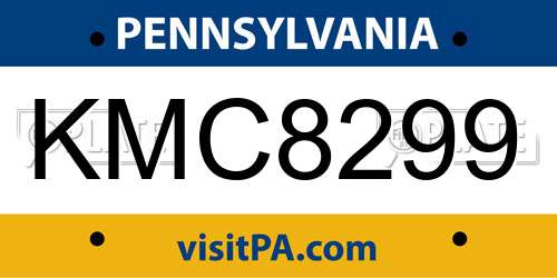 KMC8299 Pennsylvania License Plate