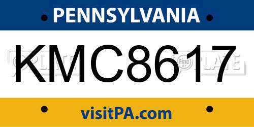 KMC8617 Pennsylvania License Plate