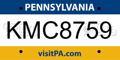 KMC8759 Pennsylvania License Plate