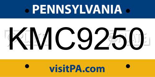 KMC9250 Pennsylvania License Plate