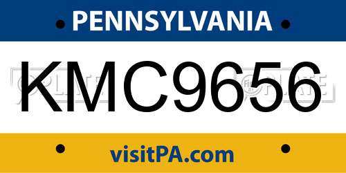KMC9656 Pennsylvania License Plate