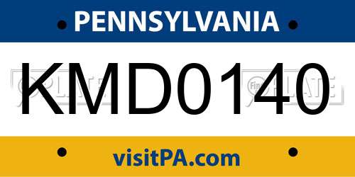 KMD0140 Pennsylvania License Plate
