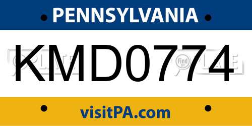 KMD0774 Pennsylvania License Plate