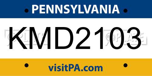 KMD2103 Pennsylvania License Plate