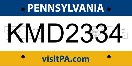 KMD2334 Pennsylvania License Plate