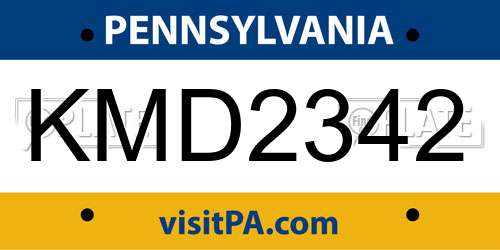 KMD2342 Pennsylvania License Plate