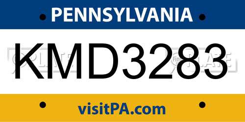 KMD3283 Pennsylvania License Plate