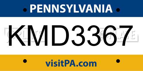 KMD3367 Pennsylvania License Plate