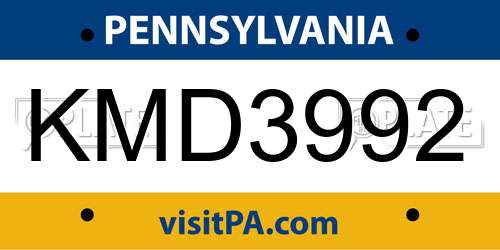 KMD3992 Pennsylvania License Plate