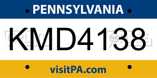 KMD4138 Pennsylvania License Plate