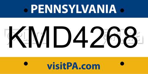 KMD4268 Pennsylvania License Plate