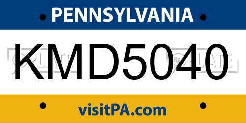 KMD5040 Pennsylvania License Plate