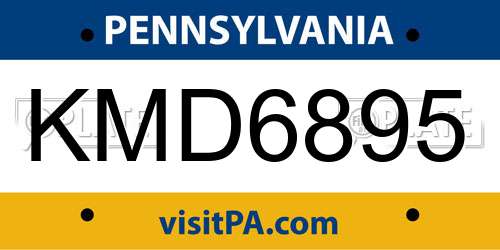 KMD6895 Pennsylvania License Plate