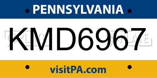 KMD6967 Pennsylvania License Plate