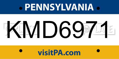 KMD6971 Pennsylvania License Plate