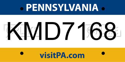 KMD7168 Pennsylvania License Plate
