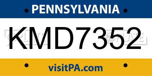 KMD7352 Pennsylvania License Plate