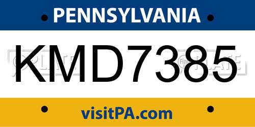 KMD7385 Pennsylvania License Plate