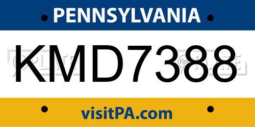 KMD7388 Pennsylvania License Plate