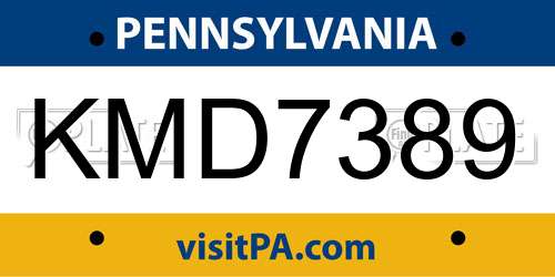 KMD7389 Pennsylvania License Plate
