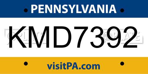 KMD7392 Pennsylvania License Plate