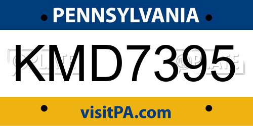KMD7395 Pennsylvania License Plate