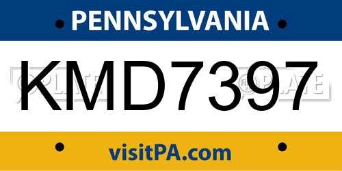 KMD7397 Pennsylvania License Plate